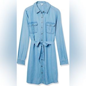 Daily Ritual Denim Chambray dress button down jean medium wash casual dress NWT
